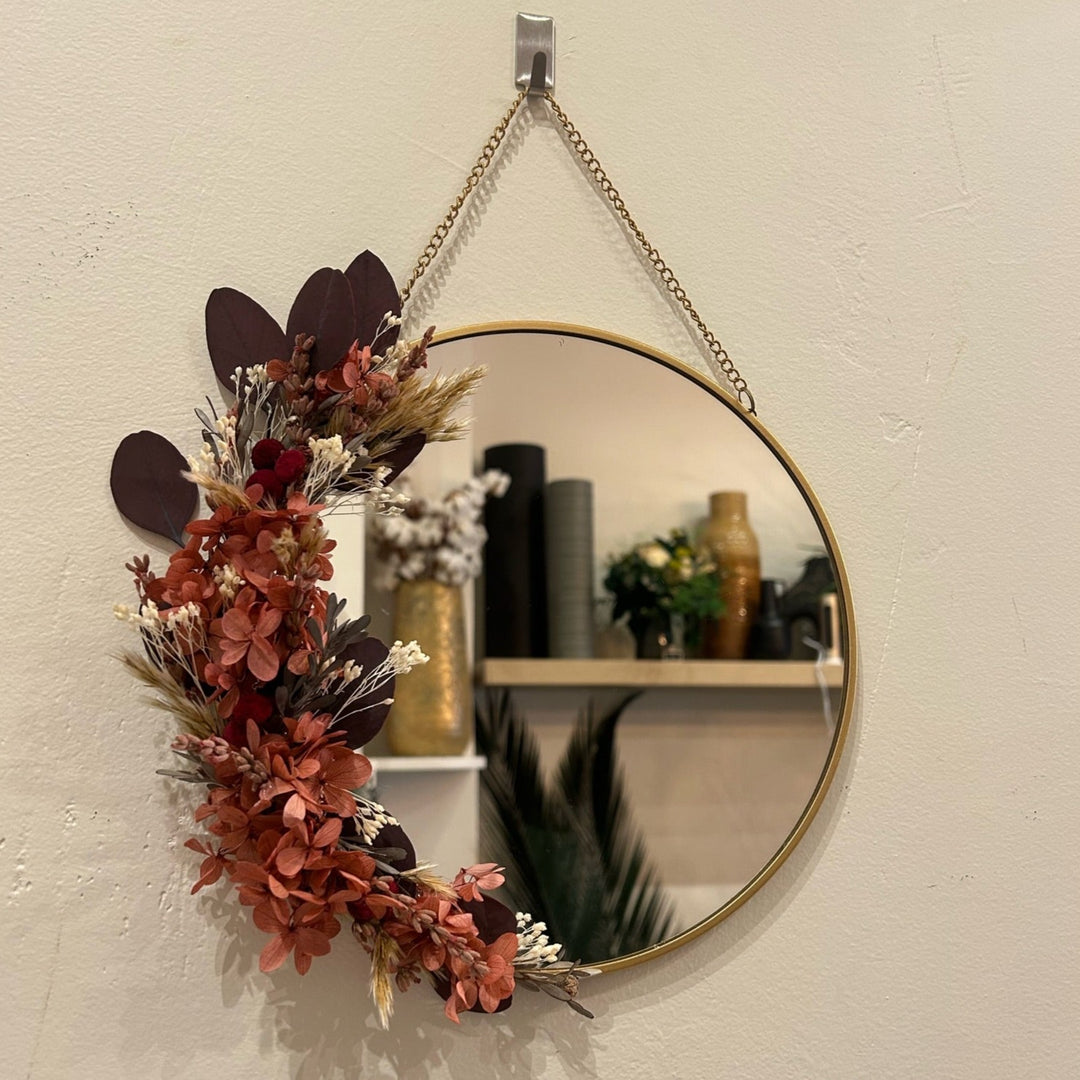 Miroir fleurs stabilisées/éternelles Rose Rouge | Ateliers Ouchamp