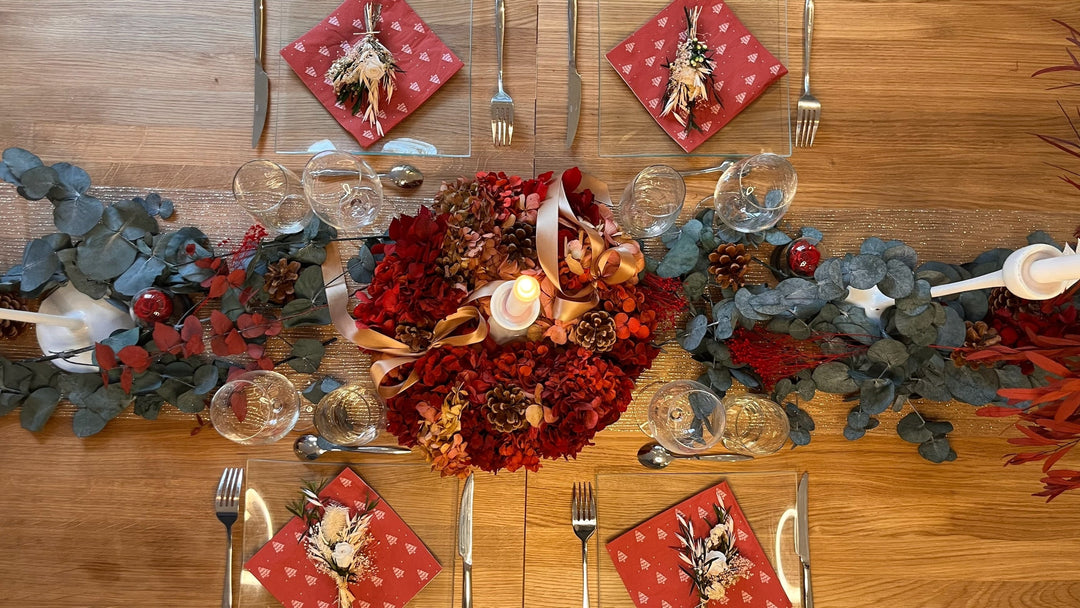 Composer une table de Noël avec des végétaux stabilisés