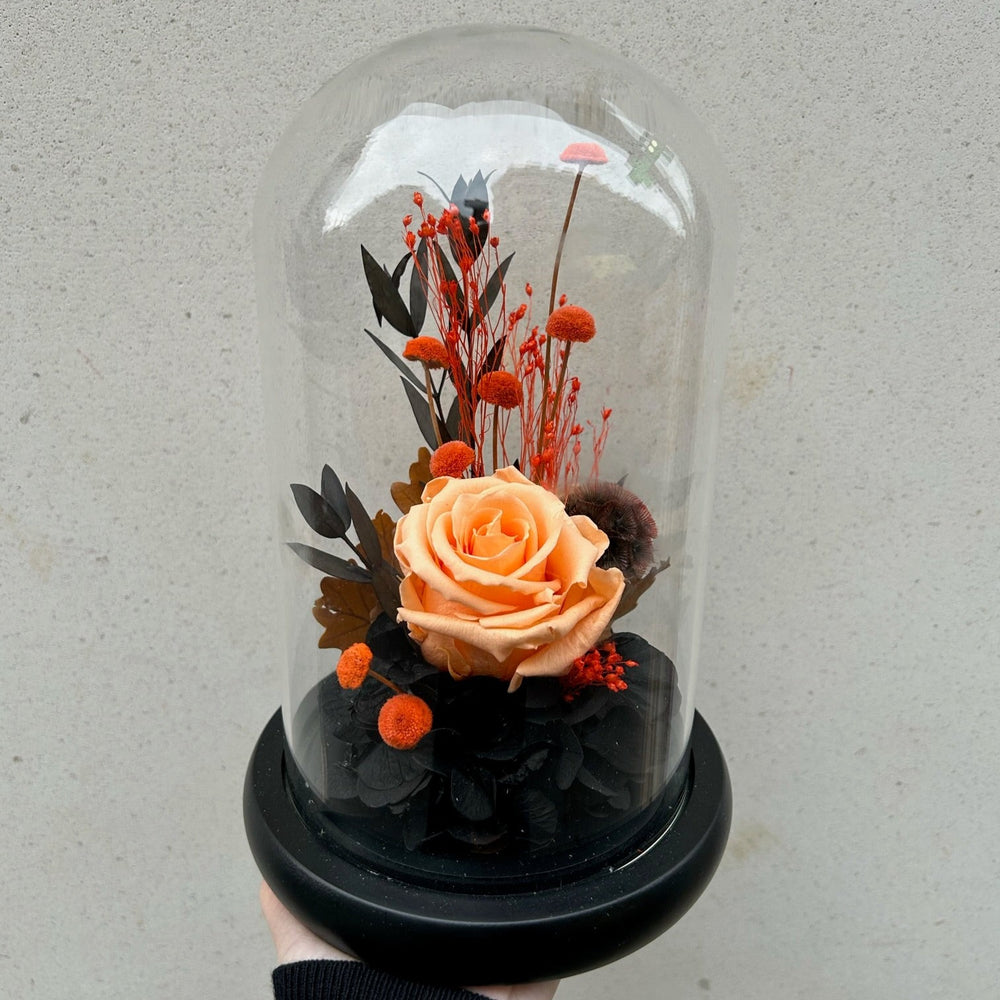 Cloche rose stabilisée orange et noir