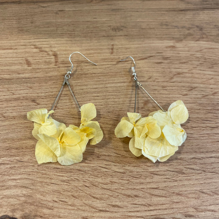 Boucles d' oreilles jaune hortensia