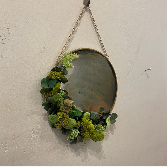 Miroir fleuri vert "Rue d'Antin"