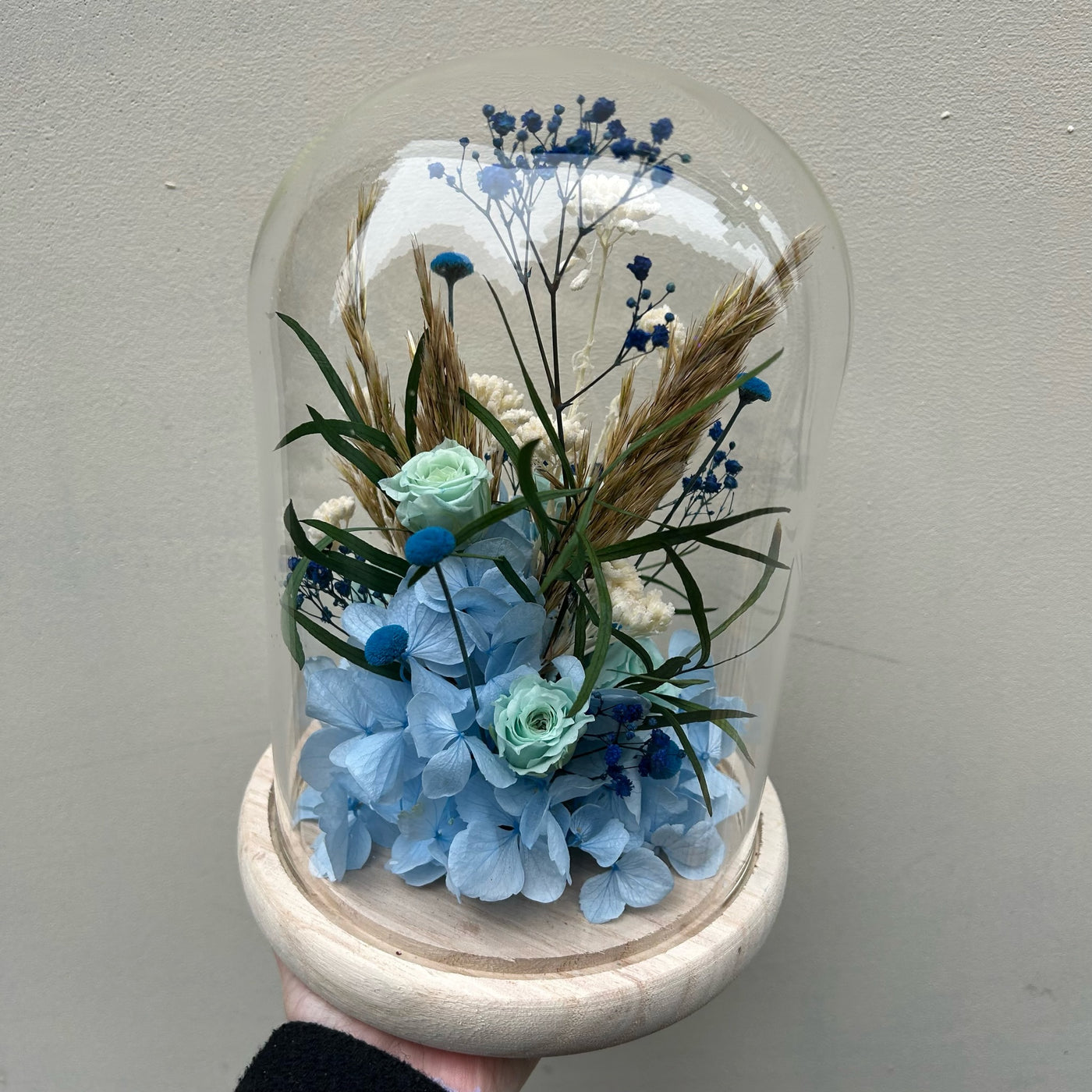 Rose Éternelle Bleue sous Cloche - Fleur Stabilisée Unique | Ateliers Ouchamp
