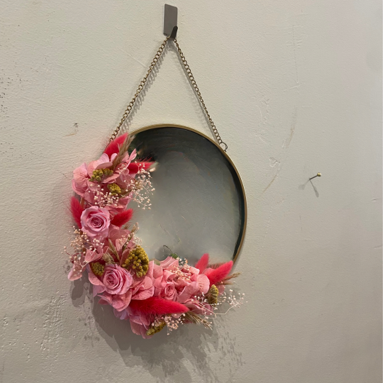 Miroir fleuri rose "Rue Pache"