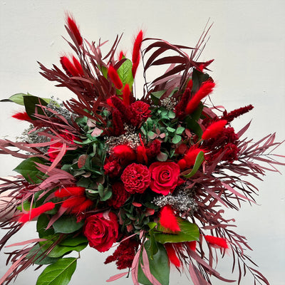 Bouquet de fleurs stabilisées éternelles rouge | Ateliers Ouchamp