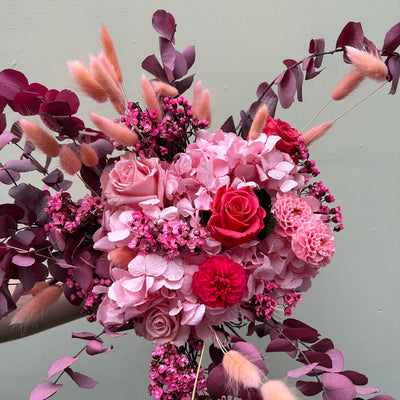 Bouquet de fleurs stabilisées éternelles rose | Ateliers Ouchamp