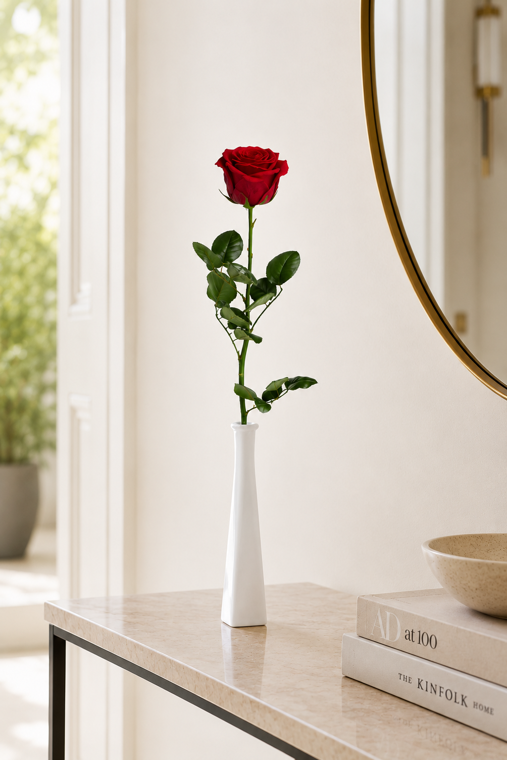 Rose stabilisée standard sur grande tige