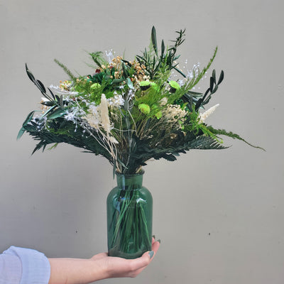 Bouquet fleurs stabilisées et feuillages stabilisés Ateliers Ouchamp