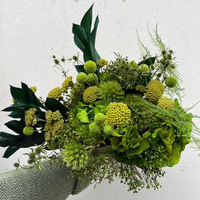 Bouquet de fleurs stabilisées éternelles vert | Ateliers Ouchamp