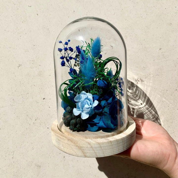 Cloche fleurie stabilisée bleue "Rue de Lobau" | Ateliers Ouchamp